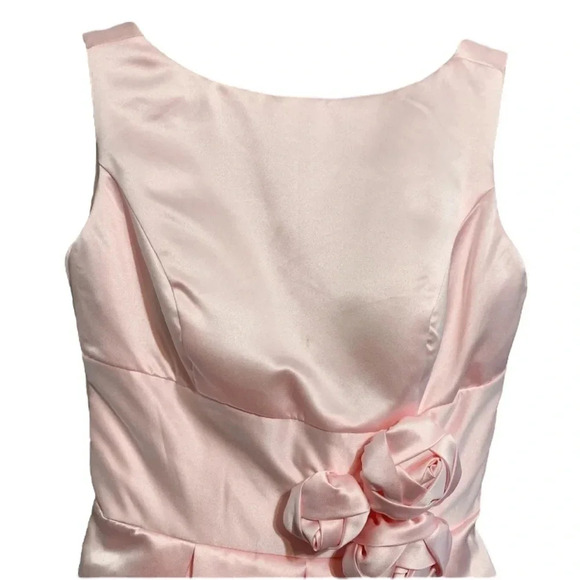 NWT Milanoo Pink Sleeveless Dress Satin Flower Waist Detail - Picture 2 of 8